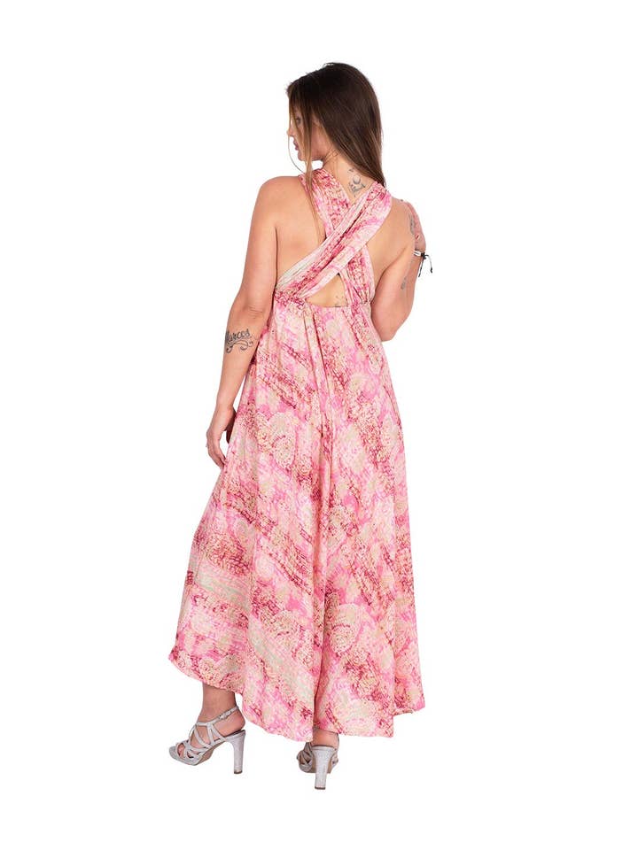 Rose Long Dress with Cross Straps on the Back for wholesale on Faire