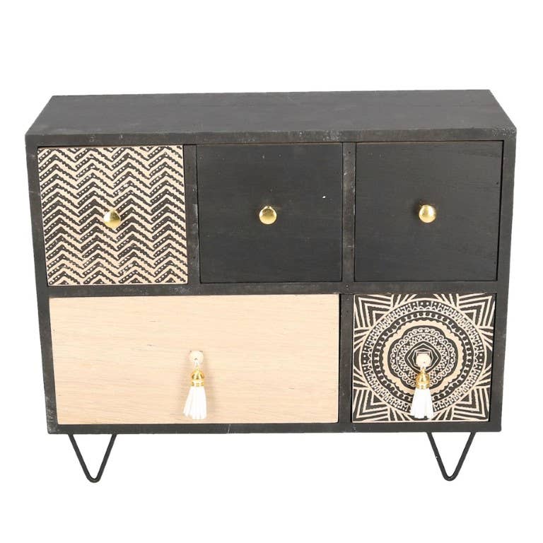 Vacchetti – Engroshandel Skrivebordsindretning – Rektangulær Maori Træopbevaring med 5 Skuffer3