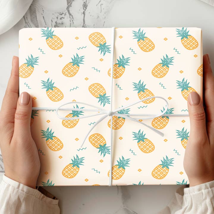 Pineapples Pattern Wrapping Paper Custom Printed Gift Wrap for wholesale by House of Binky