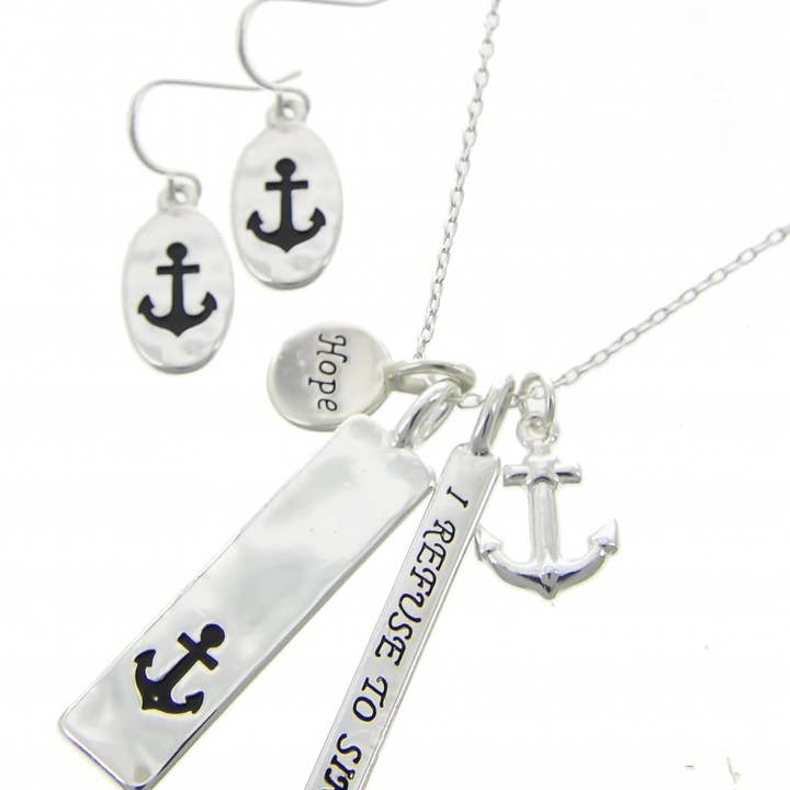 FR5987 I REFUSE TO SINK_HOPE_Anchor Charm Necklace Set for wholesale by 0011 PREMIERE