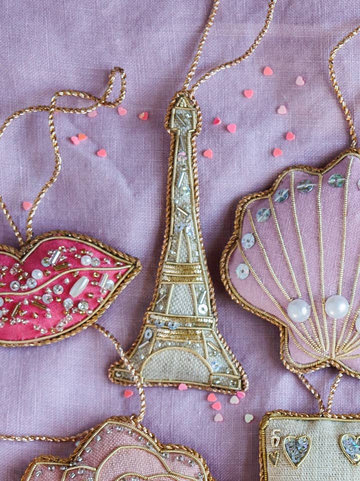 NEW Eiffel Tower Paris Handmade Christmas Decoration for wholesale by Katie Larmour Linen