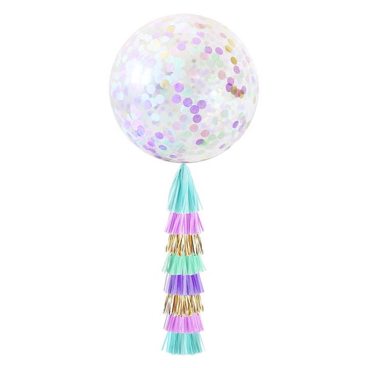 Jumbo Confetti Balloon & Tassel Tail - Mermaid for wholesale by Paperboy