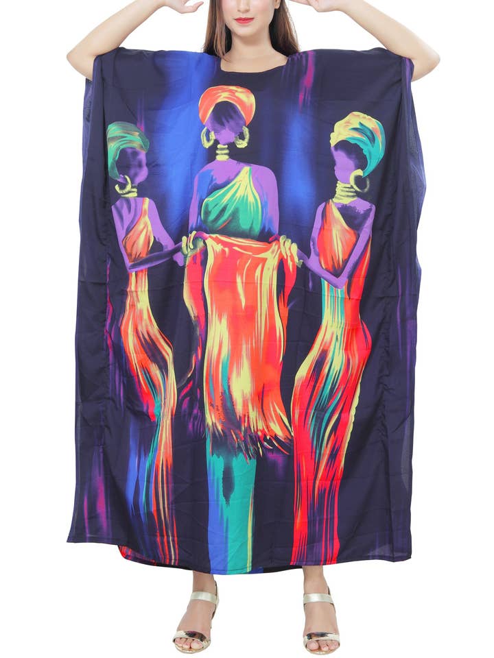 Women's African Print Dashiki Kaftan Dress - One Size Fits M for wholesale by KaraChic