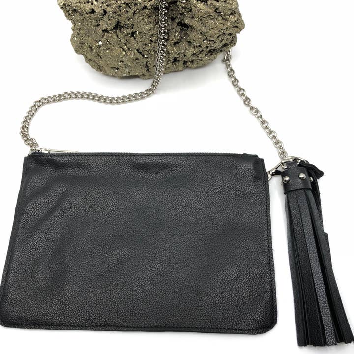 Tassel Belt with Pouch Black Licorice/N for wholesale by BijouRocks by Reine Krief