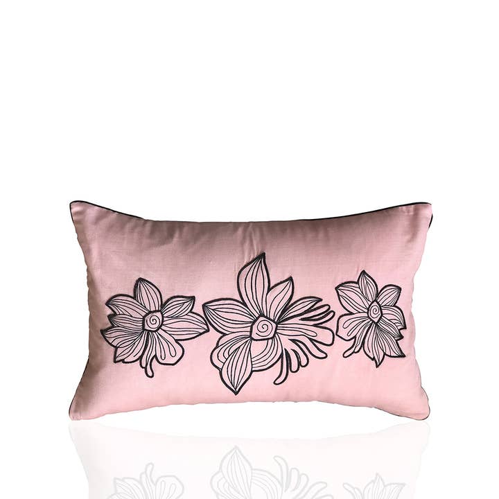 Beaded Pink Pillow Cover - 22”L x 14”W for wholesale by Artesa Studio