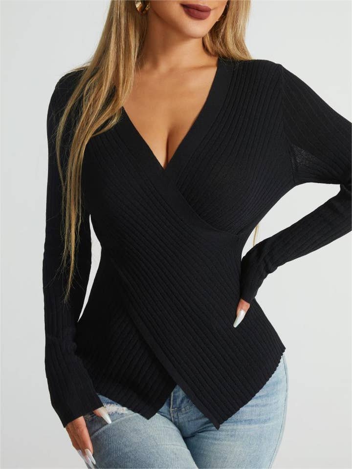 Rosa Clothing - Wholesale Knit Top - Women's - Long sleeved slim sweater knit top