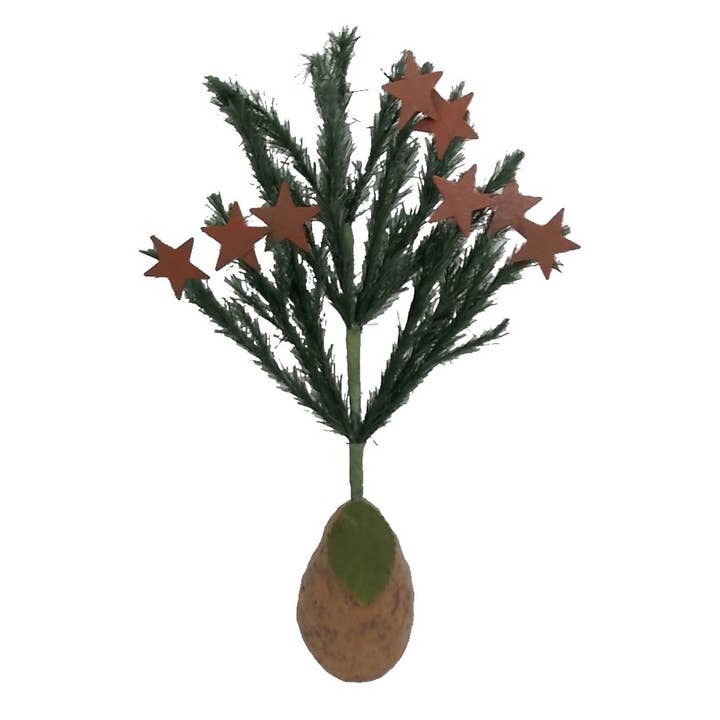 PVC-Weihnachtsbaum mit Sternen auf Pappmaché-Birnenfuß - 11" hoch für den Großhandel von Birch Maison