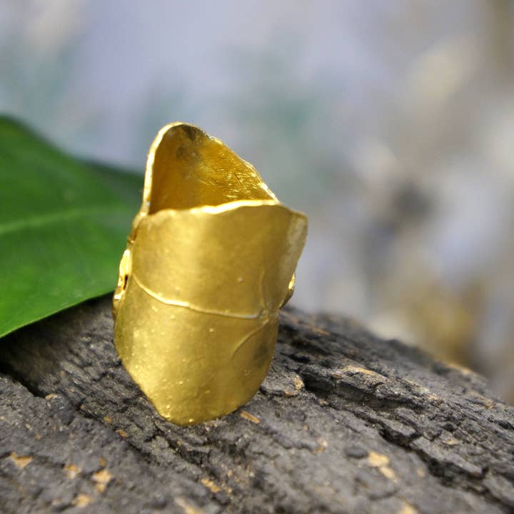 Ivy Leaf Statement Ring - Handmade Adjustable Silver Jewelry for wholesale by Mother Nature Jewelry