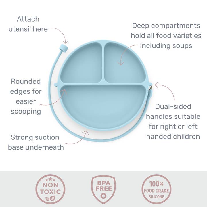 Jedbaby - Wholesale Dinner Plate - Kids & Baby - DropLess Plate - Silicone Suction Plate With Utensil Attachment4