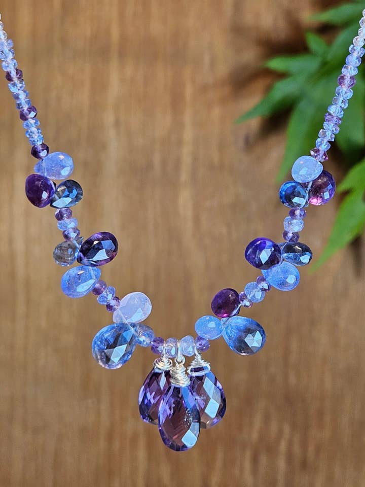 Amethyst, Tanzanite & Iolite Necklace NBL4825 for wholesale by KRISTIN FORD Jewelry With Meaning