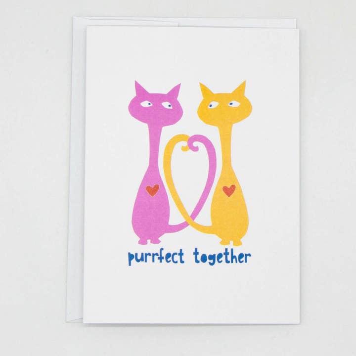 Purrfect Together Cats Card – Cute & Playful Valentine for wholesale by Kim Dettmer Art