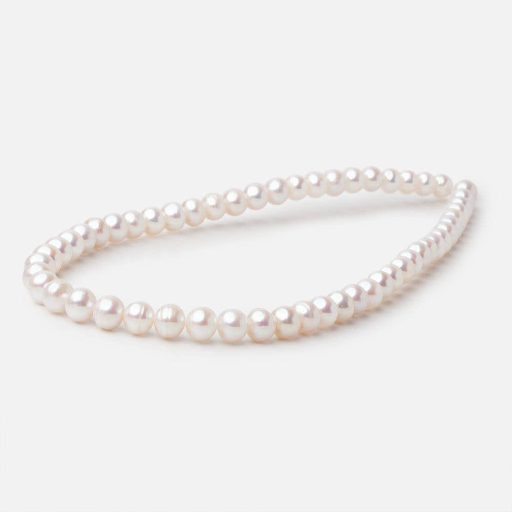 Beads of Cambay – Missangas por atacado – Pérolas Akoya de Água Salgada Chinesas Off White de 7-8mm 15,5 polegadas 56 peças A2