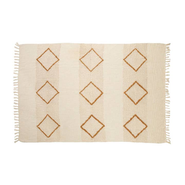Andrea House - Wholesale Throw Blanket - Beige plaid-type cotton blanket 130x170 cm2