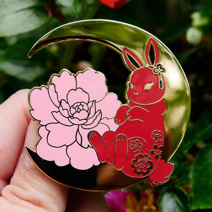 Year of the Rabbit | Lunar New Year Enamel Pin | Bunny Art for wholesale by Meg-chan Doodles