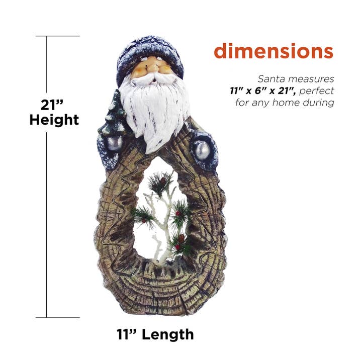Alpine Corporation - Wholesale Christmas Decoration - Alpine Corporation Santa Statue with Carved Wood Look
