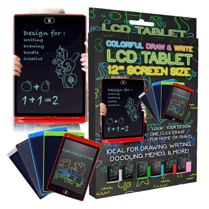 12 inch LCD schrijf- en tekentablet in 4 kleuren voor wholesale door Deluxe Import Trading