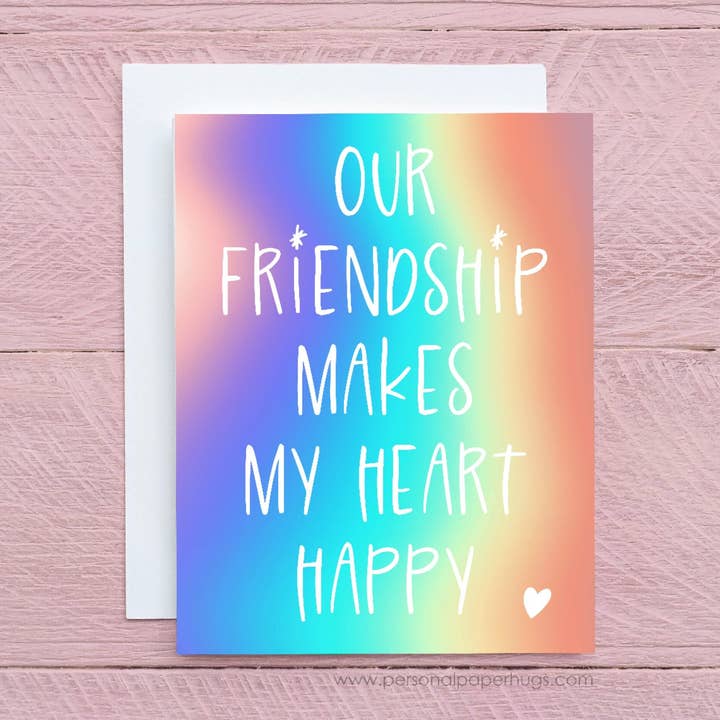 Cute Friendship Makes My Heart Happy Thank You Card for Friend for wholesale by Personal Paper Hugs