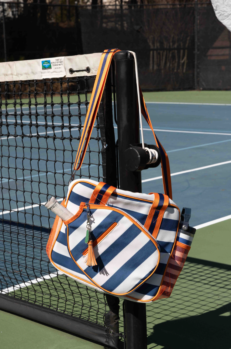 Fresh Pickle – wholesale Sports bag – Unisex – Lola Pickleball Tote Bag Navy Stripe1