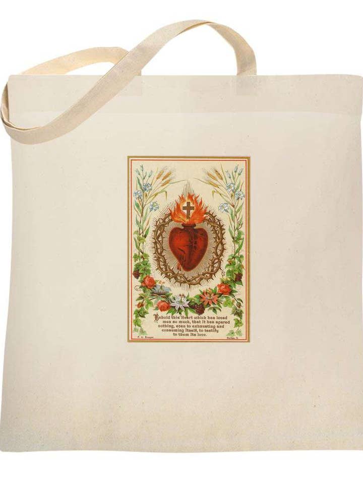 Behold This Heart Religious Catholic Canvas Tote Bag 6702 for wholesale by Sal Et Lux