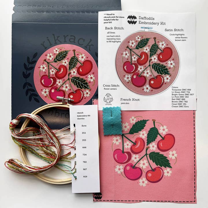 Rikrack - Wholesale Embroidery/Cross Stitch Supplies - Cherries Embroidery Kit9