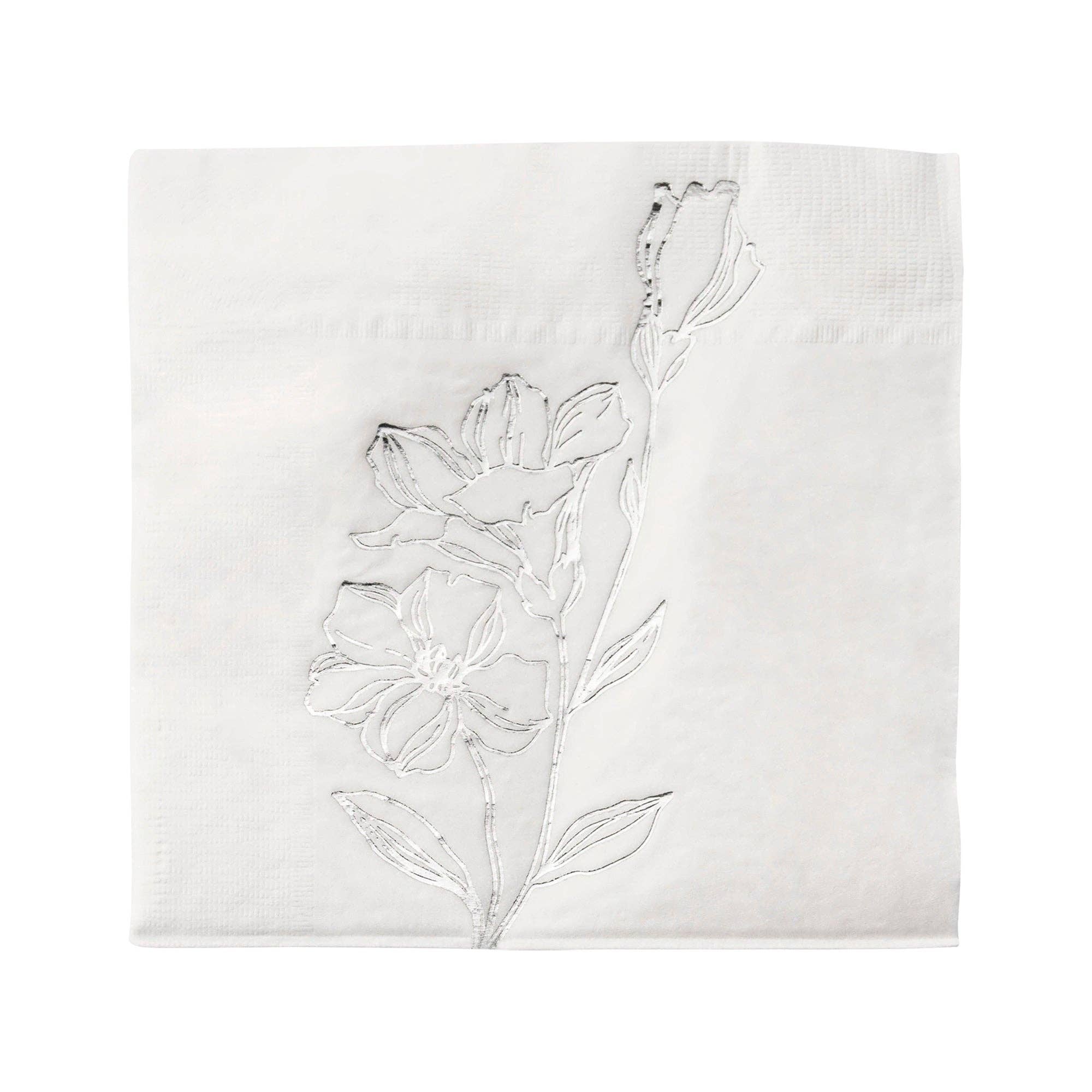 Smarty had a Party - Wholesale Disposable Napkin - White w/ Silver Antique Paper Cocktail Napkins - 600 pcs0