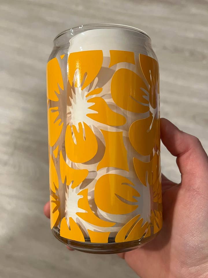 Floral Libbey Can Glass for wholesale by The Crazy Craft Girl LLC