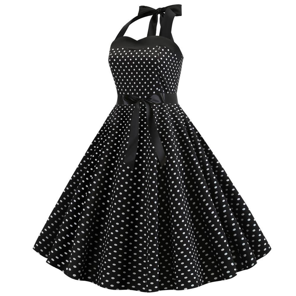 Rosa Clothing - Wholesale Dress - Women's - Vintage Polka Dot Halter Dress7