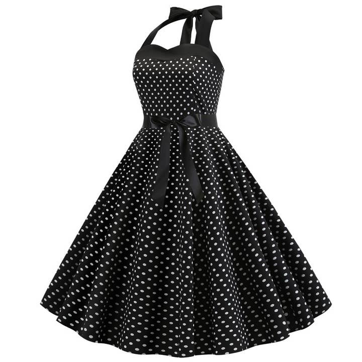 Rosa Clothing - Wholesale Dress - Women's - Vintage Polka Dot Halter Dress7