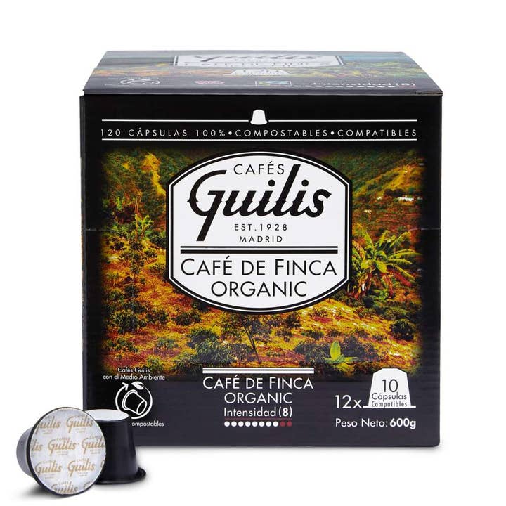 Nespresso® composteerbare biologische koffiecapsules van Finca, 120 stuks voor wholesale door Cafés Guilis