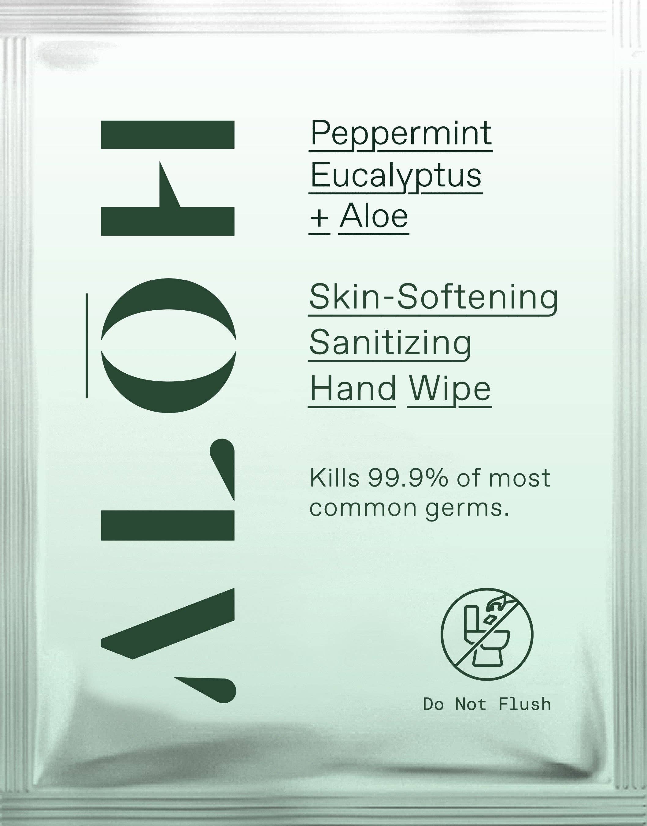 ALŌH - Wholesale Hand Sanitizer - Peppermint Eucalyptus + Aloe Individually Wrapped Sanitizing Hand Wipes1
