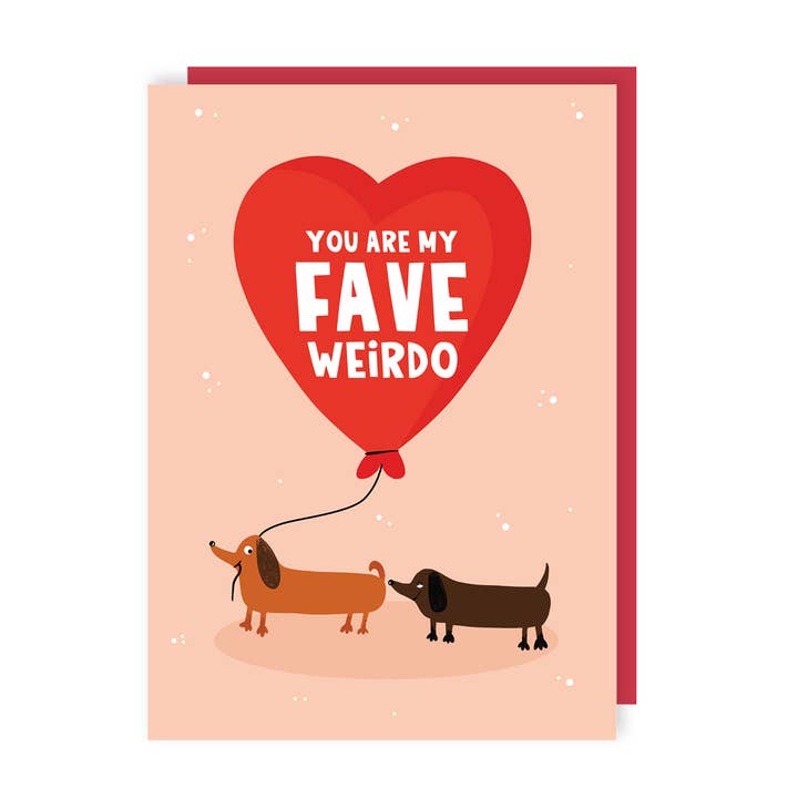 Fave Weirdo Sausage Dog Valentines Card for wholesale by Lucy Maggie Designs