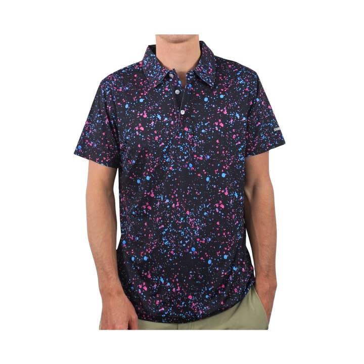 Shank It Golf - Wholesale Polo - Men's - Paint Splatter Polo Black