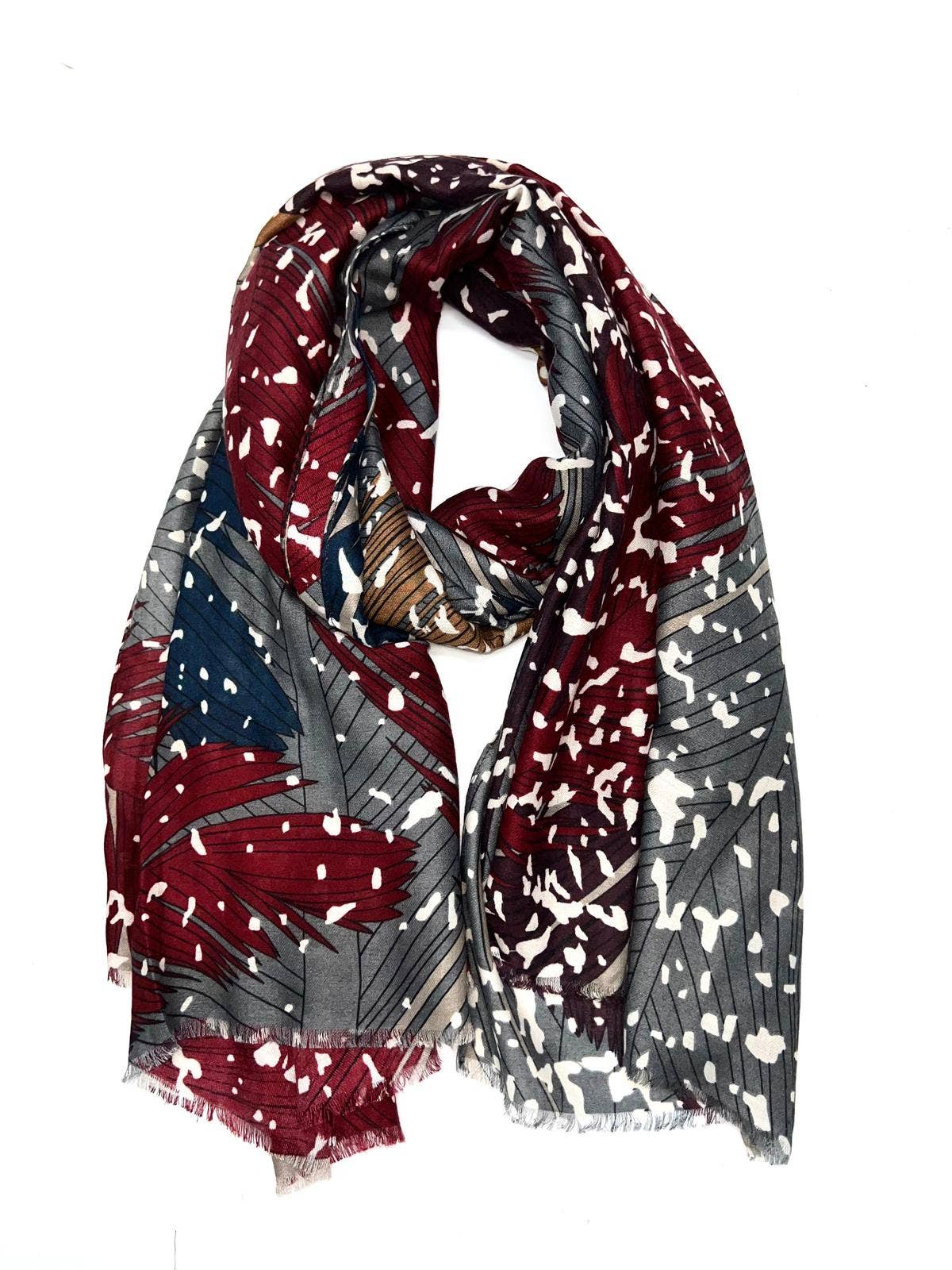 LINETA - Wholesale Scarf - Women's - H2018-77 Scarf with leaf pattern print13