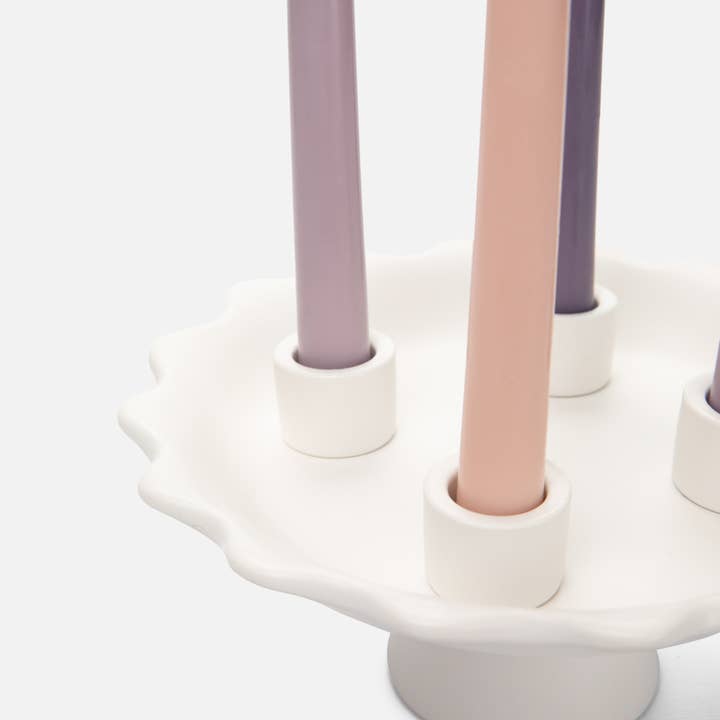Be A Heart - Wholesale Candle Holder - White Scalloped Advent Wreath