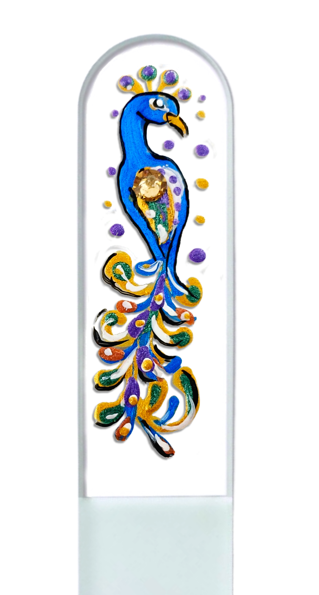 Classy Nail Files - Wholesale Nail File - Peacock Bird Swarovski Gem Hand Painted Crystal Nail File0