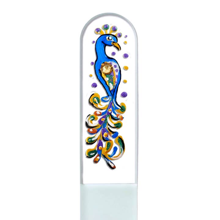 Classy Nail Files - Wholesale Nail File - Peacock Bird Swarovski Gem Hand Painted Crystal Nail File0