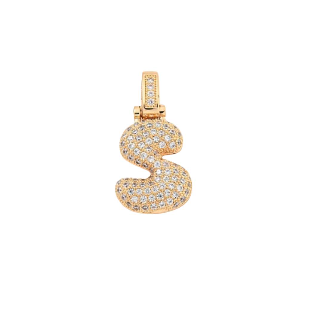 The Charm Bar Company - Wholesale Individual Charm/Pendant - Light Gold Rhinestone Bubble Initial Letter | Alphabet Charm18