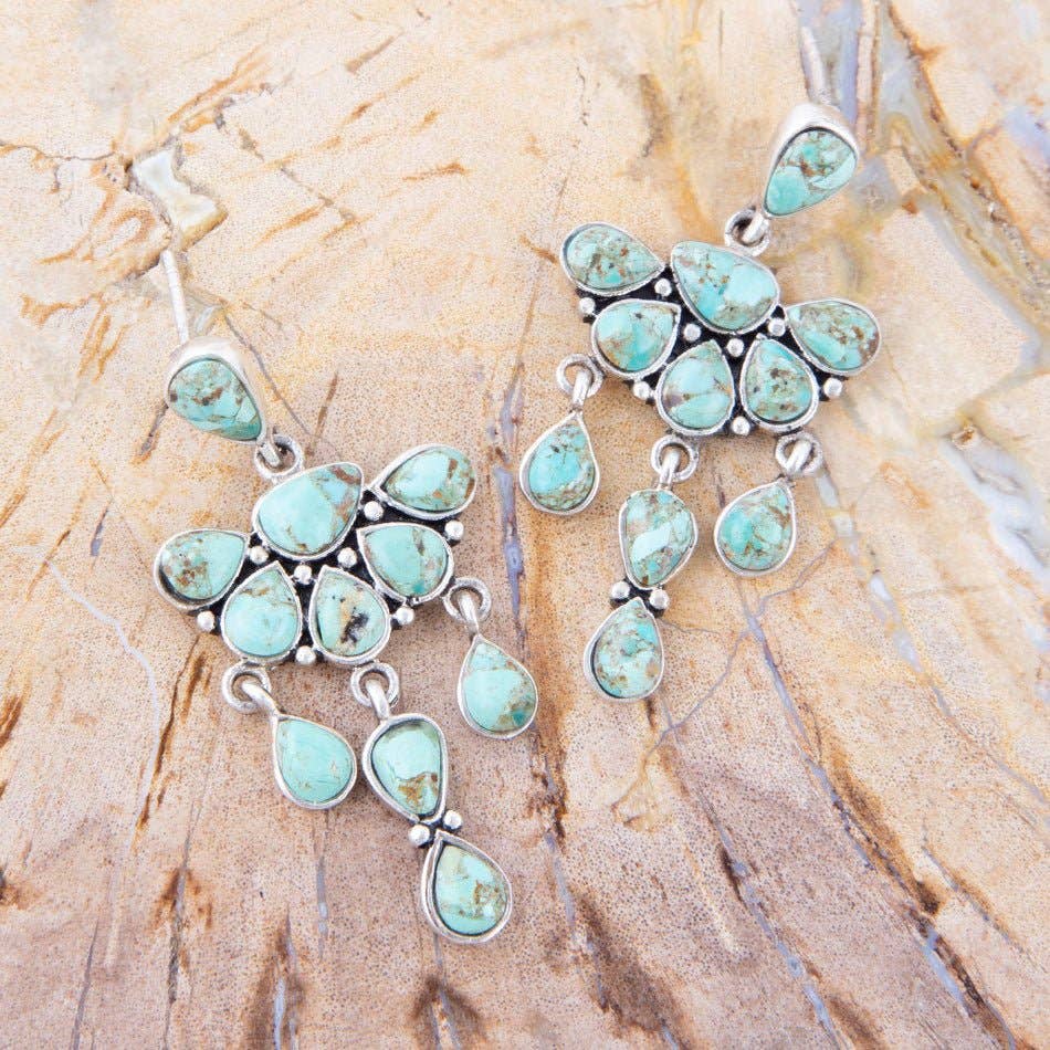 Barse Jewelry - Vendita all'ingrosso Orecchini pendenti - Orecchini pendenti in argento sterling con turchese blu Durango2