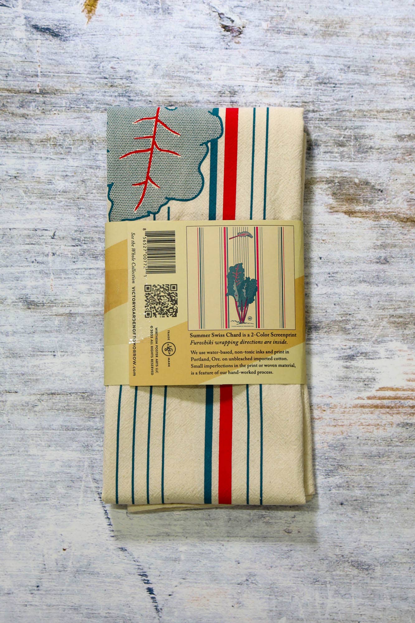 Wirtheim Poster Arts LLC - Wholesale Tea Towel - Summer Swiss Chard & Kale - Floursack Furoshiki Towel4