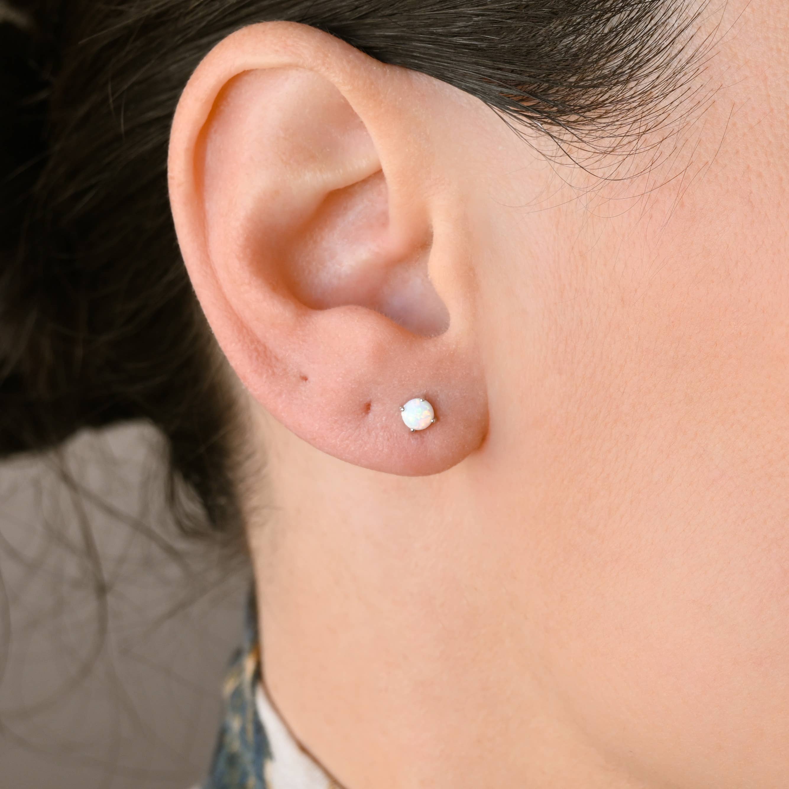 Blueyejewelry - Wholesale Stud/Post Earrings - 925 Silver Opal Studs - Sterling Silver Round Opal Earrings 12