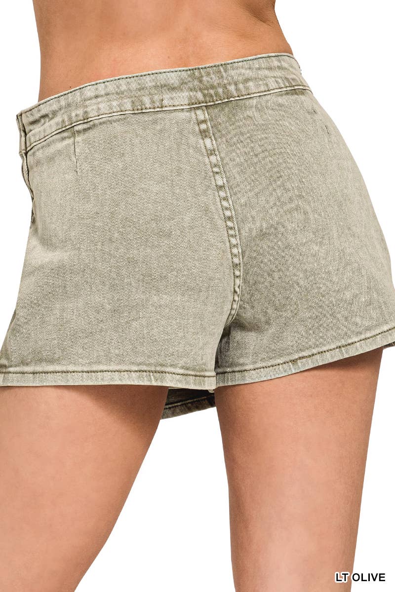 42POPS - Vente Jupe-short – femme - Jupe-culotte en denim à boutons-pression6