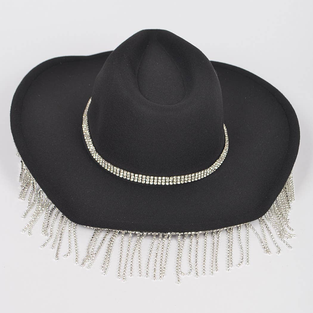 3AM BY H&D ACCESSORIES - Wholesale Cowboy Hat - Women's - Faux Wool Rhinestone Fringe Cowboy Hat4