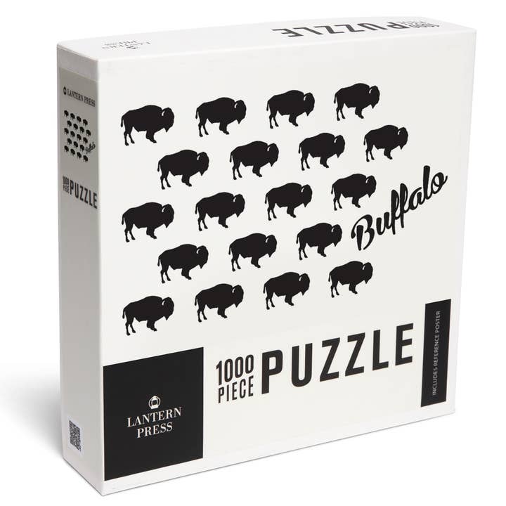 Motif de puzzle de 1000 pièces, Buffalo pour la vente par Lantern Press