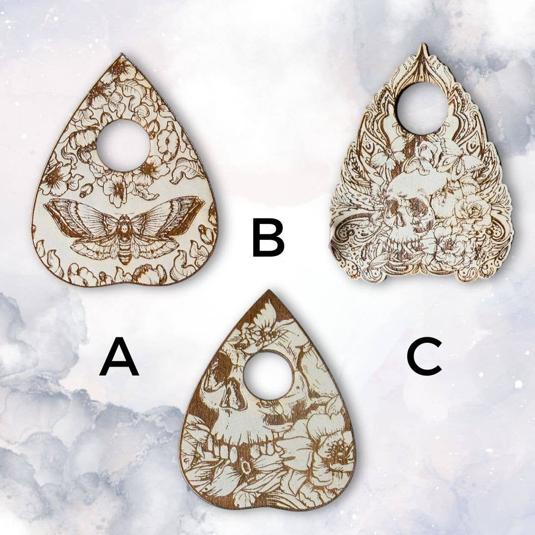 Ink and Flowers Designs - Wholesale Spirit Board - Floral Skull Spirit Board Heirloom White0