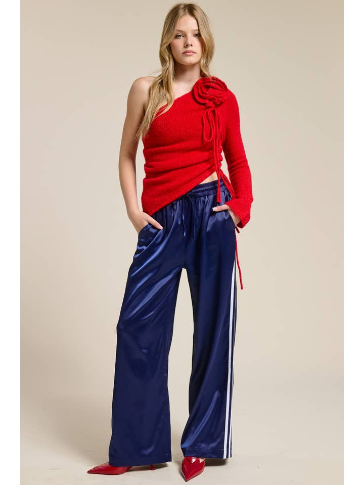 Mimosa - Wholesale Knit Top - Women's - One Shoulder Floral Embellishment Knit Top14