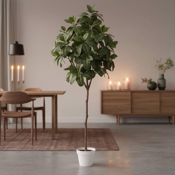 74" Faux Magnolia Tree (8.25"pot; 73.7" x 73.7"H) for wholesale by Algreen