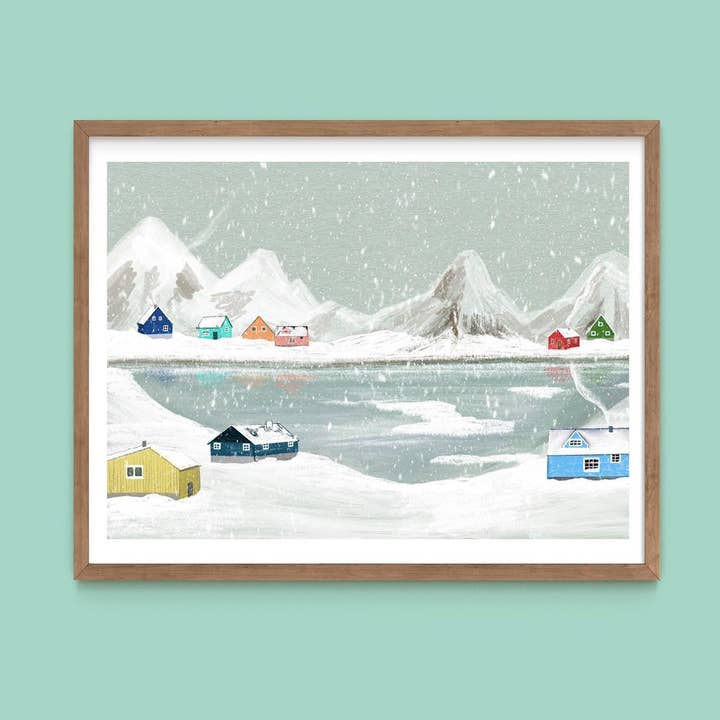 Snowy Greenland Art Print for wholesale by Charis Raine Illustration