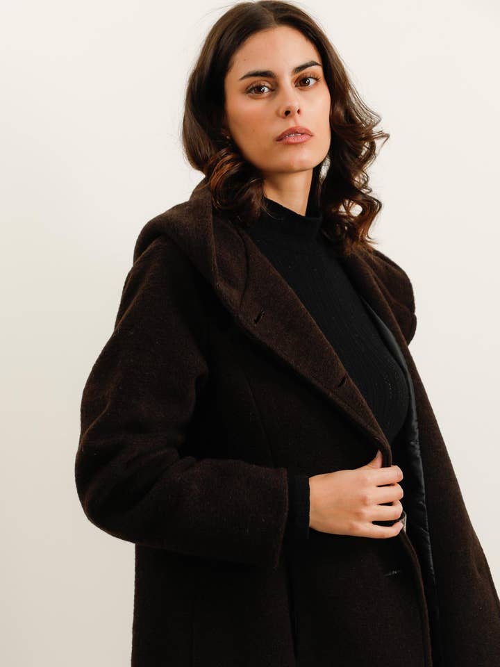 la maison des fibres naturelles - Wholesale Coat - Women's - Long plain wool coat 99320 20% Polyester - 80% Wool3
