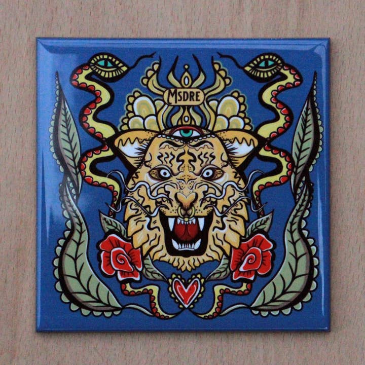 Msdre - Wholesale Muurtegel - Tijger en Slang Roos Tattoo Flash Decoratieve Keramische Tegel