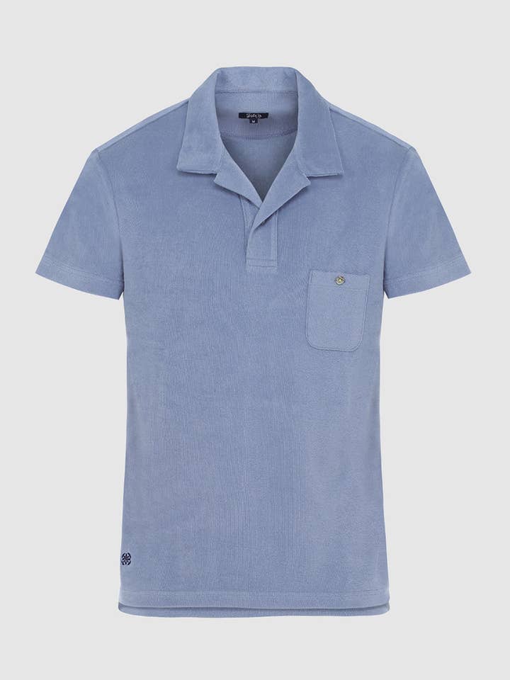 Silver blue short sleeve sponge polo for wholesale by GILI'S
